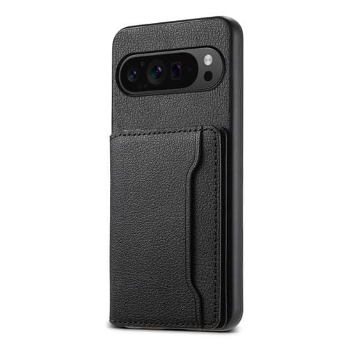 Funda para Google Pixel 10 Pro/10 con textura de becerro y diseño de bolso de tarjeta de cobertura total (negra)