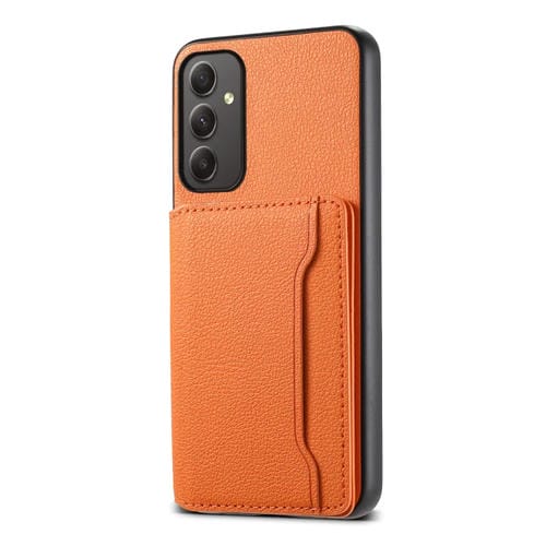 Funda para Teléfono Samsung Galaxy A35 5G Bolsa para Tarjetas Textura Becerro (Naranja)