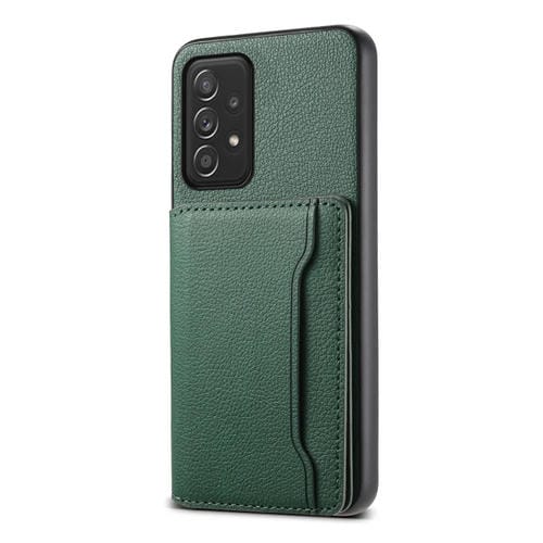 Funda para Teléfono Samsung Galaxy A52 5G Bolsa para Tarjetas Textura de Becerro (Verde)
