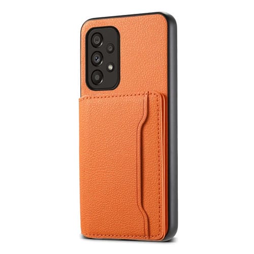 Funda para Teléfono Samsung Galaxy A53 5G Diseño Bolsa para Tarjetas Textura Becerro (Naranja)