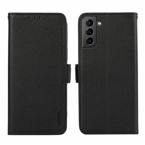 Funda para Teléfono Samsung Galaxy S21 5G Abeel Cuero Rfid Patrón Litchi Magnético (Negro)