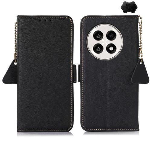 Funda Cuero Genuino Rfid con Imán Lateral Tj para OnePlus Ace 5 Pro / Ace 5 / 13R (Negro)