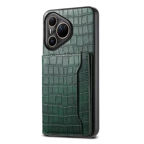 Funda para Huawei Pura 80 Ultra 5G con textura de cocodrilo y diseño de cartera, cobertura total (verde)