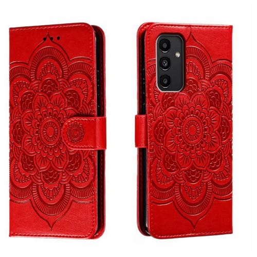 Funda para Teléfono Samsung Galaxy A13 5G Cuero con Patrón En Relieve (Rojo)