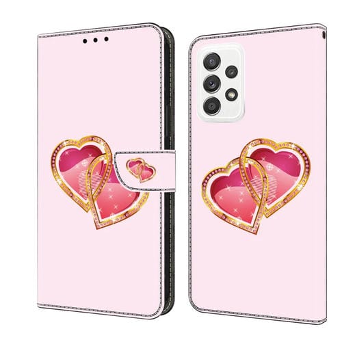 Funda para Samsung Galaxy A52 4G y 5G Cuero Pintada con Cristales (Love Peach)