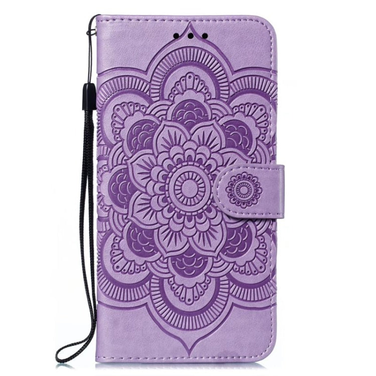 Funda de Cuero para OnePlus Ace 2V con Patrón en Relieve Sun Mandala (Púrpura)