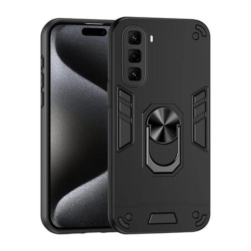 Funda de Teléfono Infinix Hot 50 Pro+ 4G con Soporte de Anillo de Metal a Prueba de Golpes (Negro)