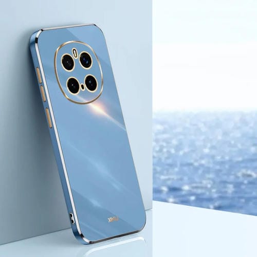 Funda para Teléfono Xinli con Borde Dorado y Revestimiento 6D Recto para Honor Magic7 Pro (Azul Celestial)
