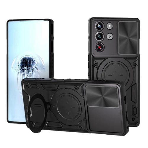 Funda magnética deslizante con textura de CD para ZTE Nubia RedMagic 10 Pro (negra)