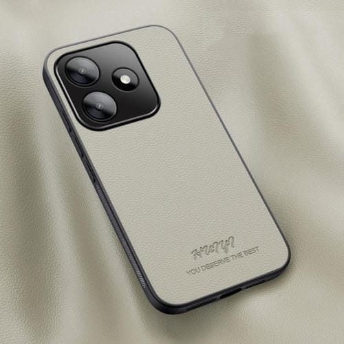 Funda de Cuero con Tapa Magnética para Redmi 13 4G/Xiaomi Poco M6 4G Huiyi (Blanca)