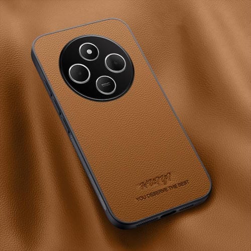 Funda de Cuero Magnética para Teléfono Redmi 14C 4G Huiyi (Marrón)