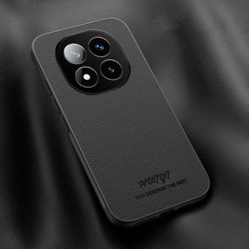 Funda de Cuero Magnética para Teléfono Huiyi Redmi Note 14 Pro 5G (Negra)