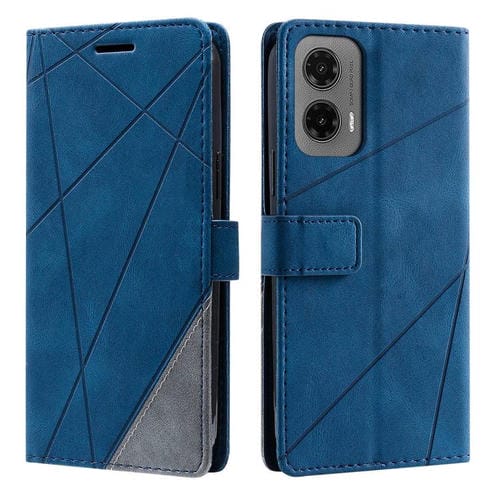 Funda de Cuero con Textura de Piel Sintética para Motorola Moto G35 (Azul)