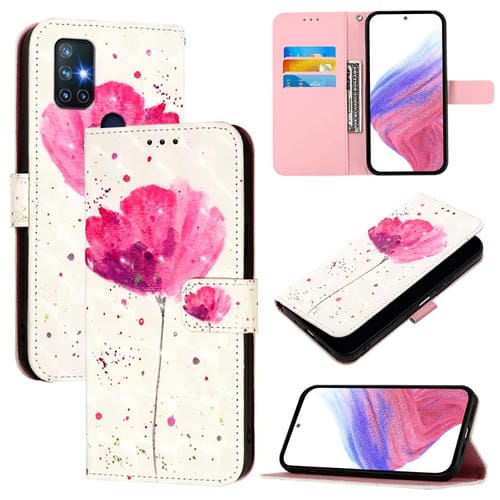 Funda de Cuero con Tapa Horizontal y Pintura 3D para OnePlus Nord N10 5G (Flor)