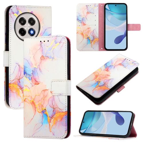 Funda de Cuero con Tapa y Diseño Mármol Pt003 para OnePlus 13R/Ace 5/5 Pro (Galaxy Marble White)