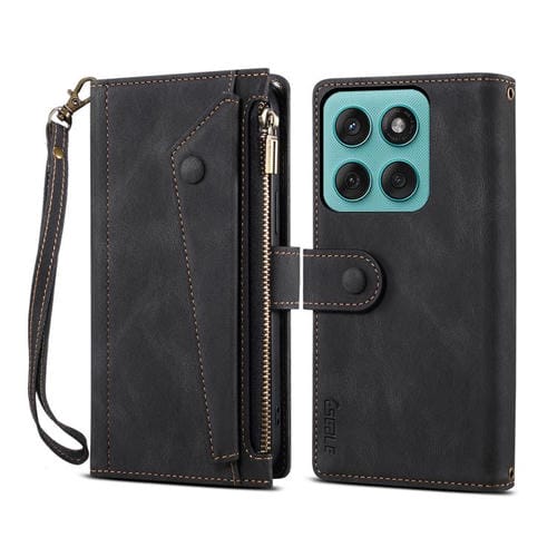 Funda de cuero retro con protección RFID para Motorola Moto G56 5G ESEBLE (negro)