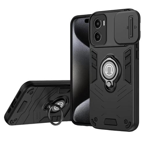 Funda para Teléfono Camshield con Soporte de Anillo para Motorola Moto G05 (Negra)