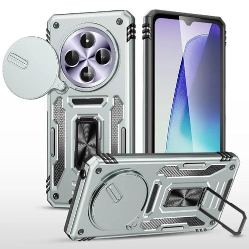 Funda Protectora para Teléfono Redmi 14C Armor PC + TPU con Cámara (Gris)