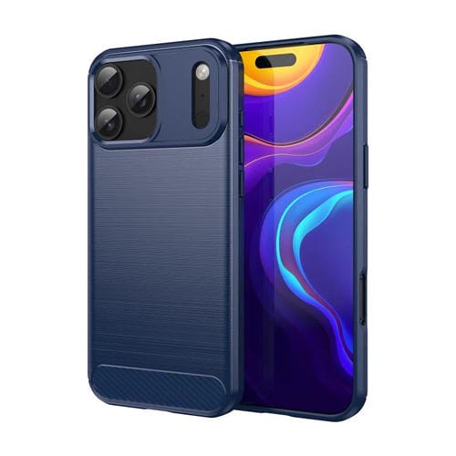 Funda de TPU de fibra de carbono con textura cepillada para iPhone 17 Pro Max (azul)
