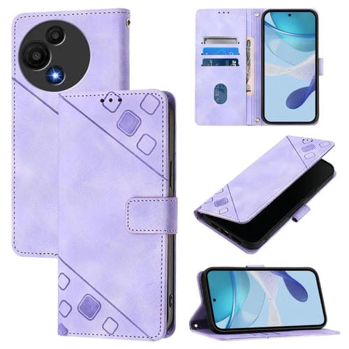 Funda de piel con relieve NxtPaper/605 para TCL 60 SE (morado claro)