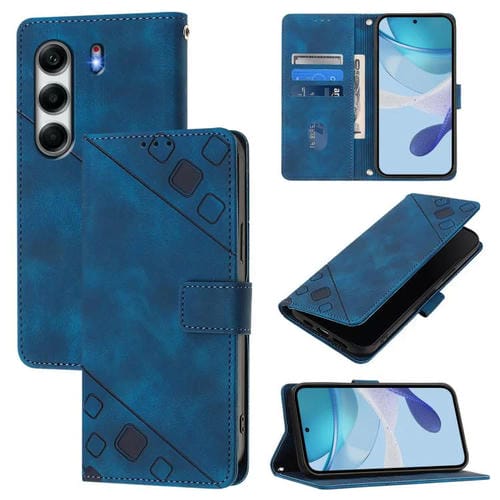 Funda de Piel con Relieve para Tecno Camon 40 Pro 4G (Azul)