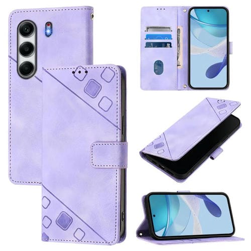 Funda de Piel con Relieve para Tecno Camon 40 Pro 4G (Morado Claro)