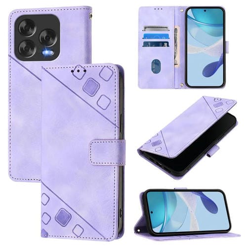 Funda de Piel Sintética con Relieve para ZTE Blade V70 (Morado Claro)