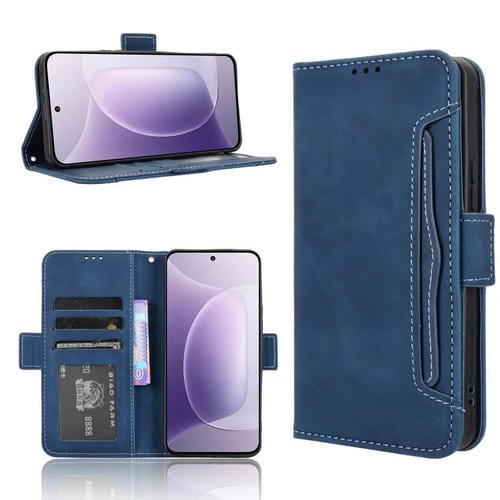 Funda de Piel Textura de Becerro con Ranuras para Tarjetas para Honor 300 5G (Azul)