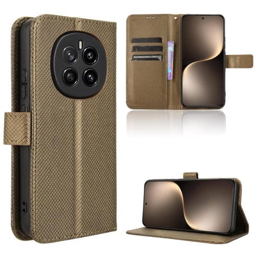 Funda de Cuero con Textura de Diamante para Honor Magic7 (Marrón)