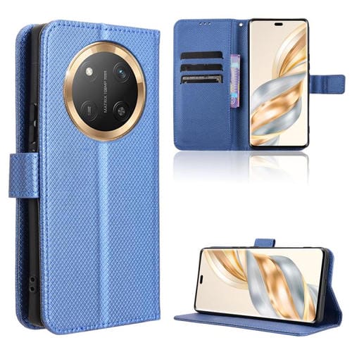 Funda de Cuero con Textura de Diamante para Honor X60 Pro 5G y X9C 5G (Azul)