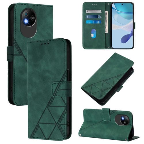 Funda de Cuero con Tapa y Relieve 3D para ZTE Blade A35 Lite/A35 Core (Verde)