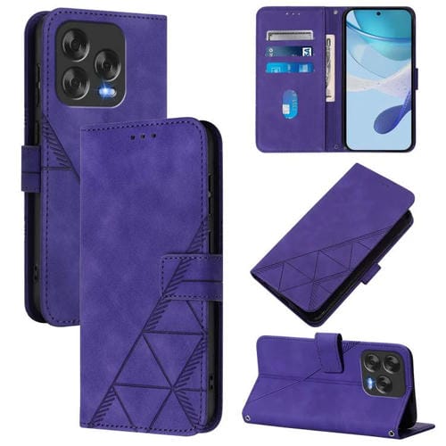Funda de Cuero con Tapa para ZTE Blade V70 Diseño En Relieve 3D (Morado)