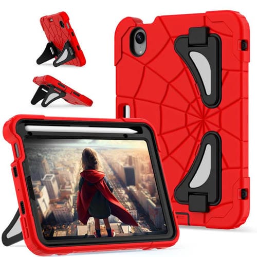 Funda Protectora para iPad Mini 2024 Mini 6 Silicona y Policarbonato a Prueba de Golpes (Rojo y Negro)