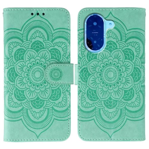 Funda de cuero con estampado de mandala solar para Redmi A5 4G (171,7 mm) / Poco C71 4G (verde)