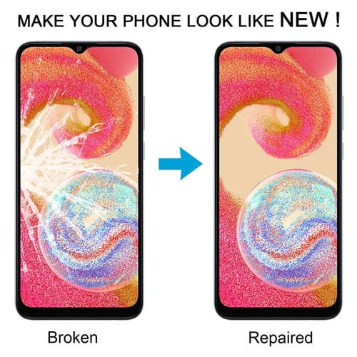 Obiettivo in vetro esterno Samsung Galaxy A04e SM-A042F con adesivo OCA (10 pezzi)