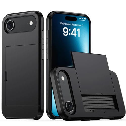 Funda protectora a prueba de golpes para iPhone 17 Air con ranura para tarjetas (negra)