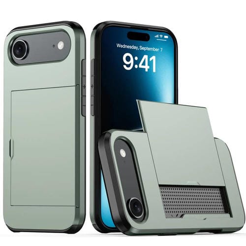 Funda protectora a prueba de golpes para iPhone 17 Air con ranura para tarjetas (verde oscuro)