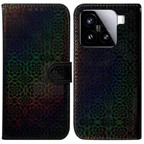 Funda De Cuero Con Hebilla Magnética Colorida Para Xiaomi 15 (Negra)