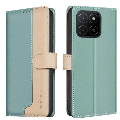 Funda de Cuero Antirrobo RFID para Honor X5B (Verde) a Juego con Teléfono