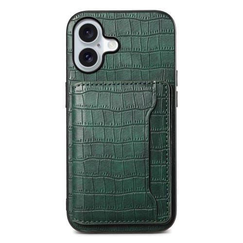 Funda para iPhone 17 con textura de cocodrilo y diseño de cartera de cobertura total (verde)