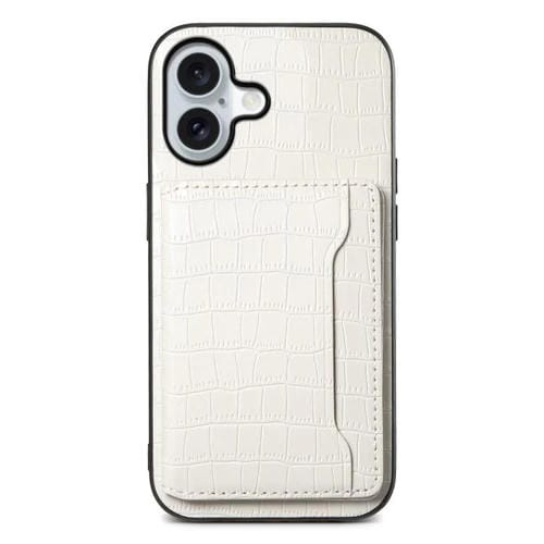 Funda para iPhone 17 con textura de cocodrilo y diseño de cartera de cobertura total (blanca)