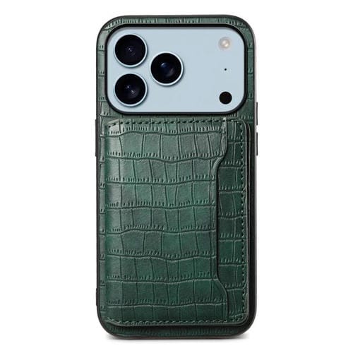 Funda para iPhone 17 Pro Max con textura de cocodrilo y diseño de cartera de cobertura total (verde)