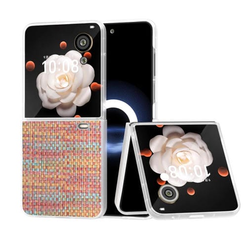 Estuche para Honor Magic V Flip de PU con Textura de Celosía y Marco Translúcido Esmerilado (Mandarina)