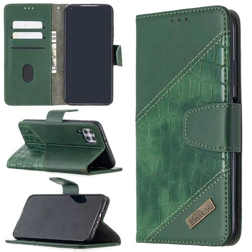 Para Huawei P40 Lite, color a juego, textura de cocodrilo, funda de cuero PU con tapa horizontal con billetera, soporte y ranuras para tarjetas (verde)