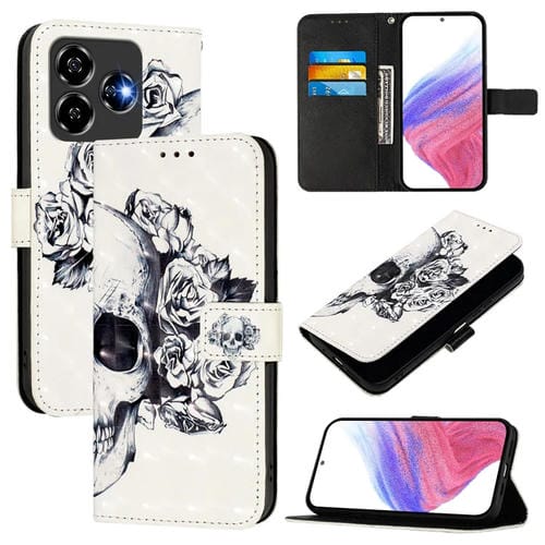 Funda de Cuero con Tapa Horizontal para ZTE Blade V60 Vita/V60 con Diseño de Pintura 3D (Calavera)