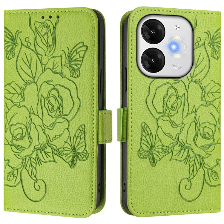 Funda de Cuero Antirrobo RFID con Relieve para Teléfono Itel A80 4G (Verde)