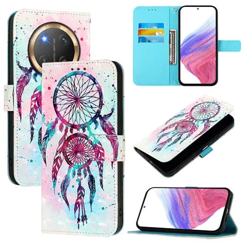 Funda de Cuero con Tapa Horizontal y Pintura 3D para Honor X9C 5G (Campanas de Viento)