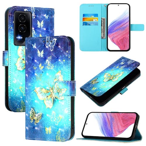 Funda de Cuero con Tapa Horizontal y Pintura 3D para Honor GT (Mariposa Dorada)