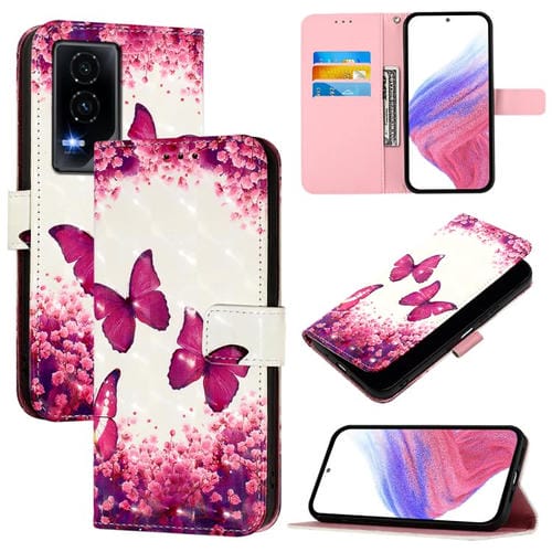 Funda de Cuero con Tapa Horizontal y Pintura 3D para Honor Gt (Mariposa Rosa)