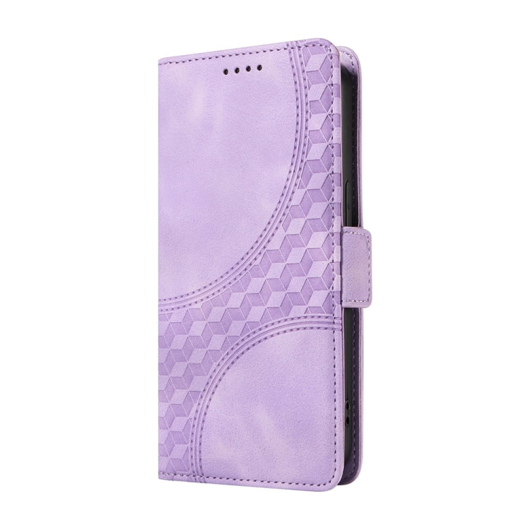 Funda de Cuero con Rombos en Relieve y Estrellas para OnePlus 13 (Morado)
